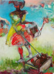 Artiste: Michèle BARON Titre: Petite fille au chariot